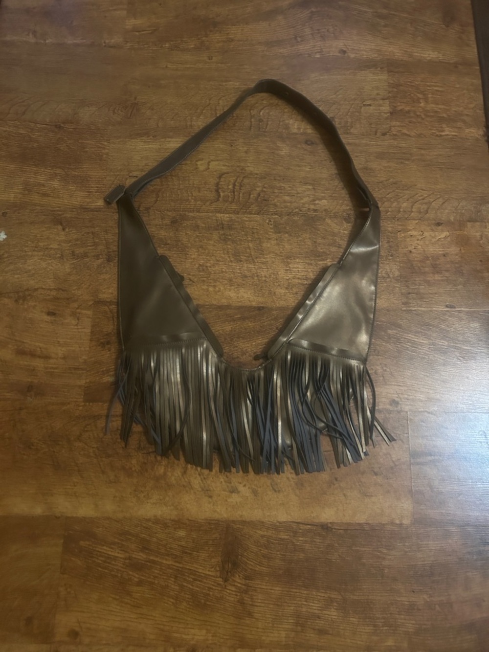 Fringe-Trimmed Brown Shoulder Bag